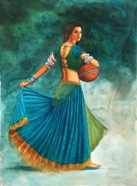 S. A. Noory, Thar Women III , 21 x 28 Inch, Watercolor on Paper, AC-SAN-028